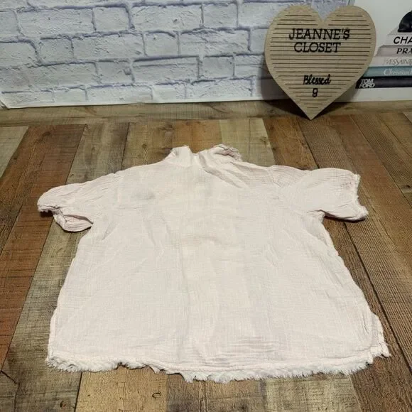 Anthropologie New Romilly Top Button-up Collared Women Size M Pink Embroidery - Picture 14 of 14